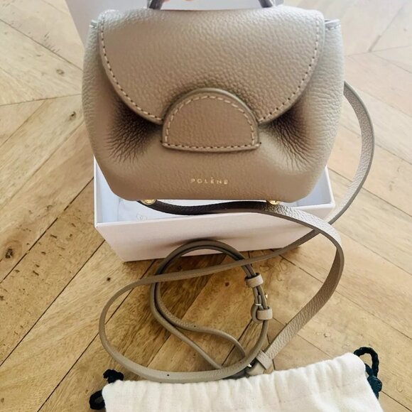 $1195 Authentic POLENE Numero Un Taupe Made in SPAIN Micro Mini Crossbody Bag - Picture 11 of 11